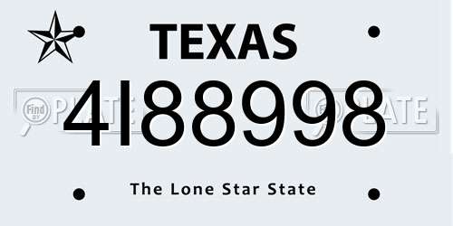 4I88998 Texas License Plate