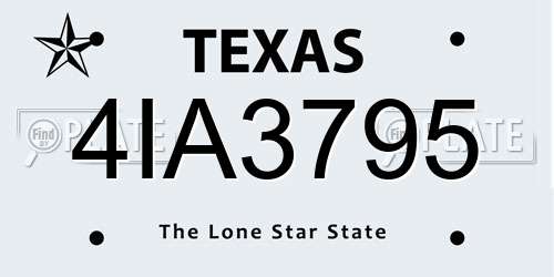 4IA3795 Texas License Plate