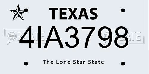 4IA3798 Texas License Plate