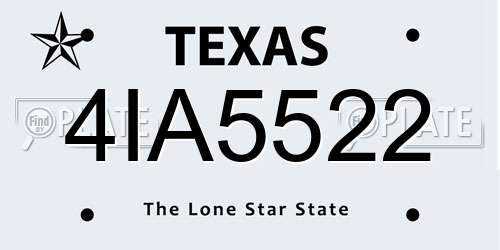 4IA5522 Texas License Plate