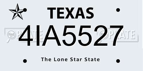 4IA5527 Texas License Plate