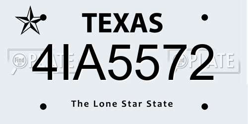 4IA5572 Texas License Plate