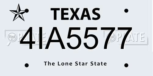 4IA5577 Texas License Plate