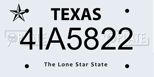 4IA5822 Texas License Plate