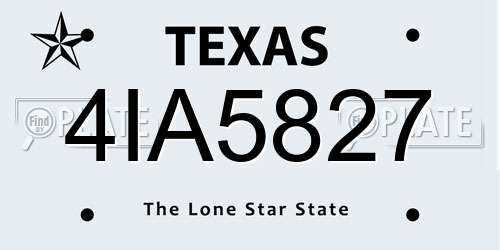 4IA5827 Texas License Plate