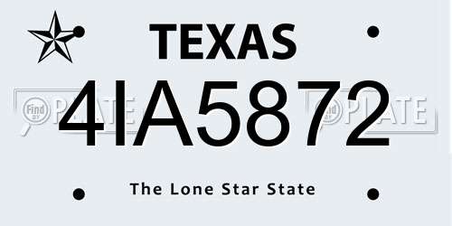 4IA5872 Texas License Plate