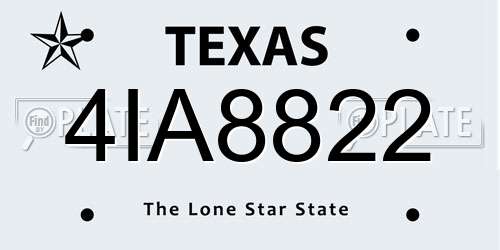 4IA8822 Texas License Plate