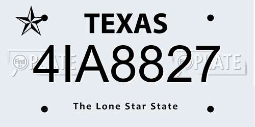 4IA8827 Texas License Plate