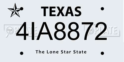 4IA8872 Texas License Plate