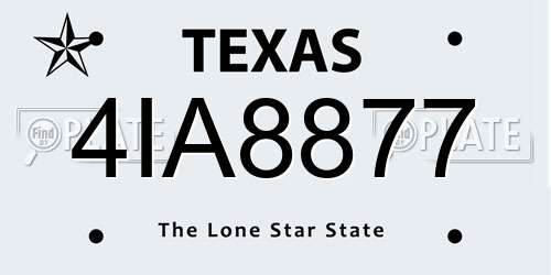 4IA8877 Texas License Plate