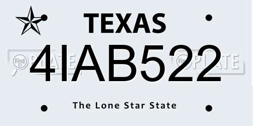 4IAB522 Texas License Plate