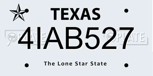 4IAB527 Texas License Plate