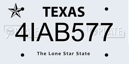 4IAB577 Texas License Plate