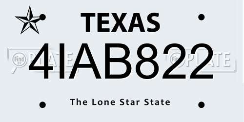 4IAB822 Texas License Plate