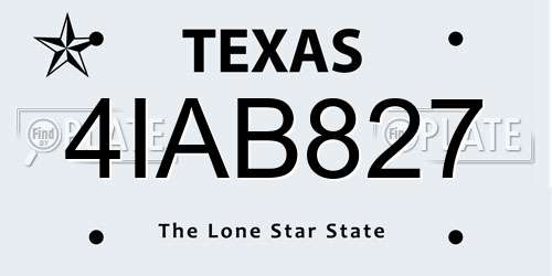 4IAB827 Texas License Plate