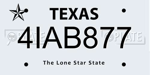 4IAB877 Texas License Plate