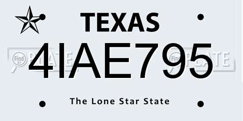 4IAE795 Texas License Plate