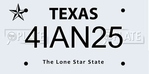 4IAN25 Texas License Plate