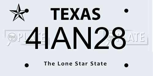 4IAN28 Texas License Plate