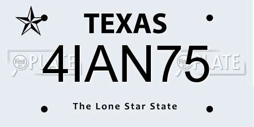 4IAN75 Texas License Plate