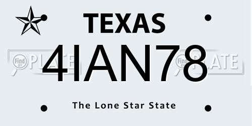 4IAN78 Texas License Plate