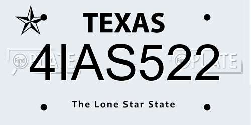 4IAS522 Texas License Plate