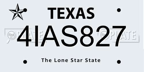 4IAS827 Texas License Plate