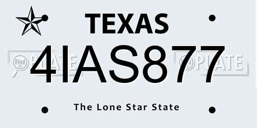 4IAS877 Texas License Plate