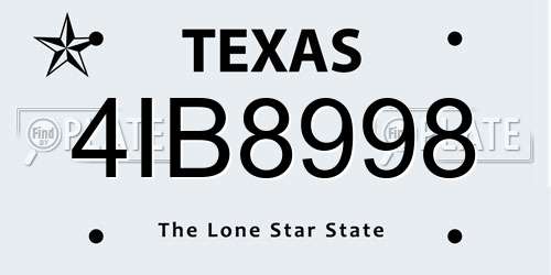 4IB8998 Texas License Plate