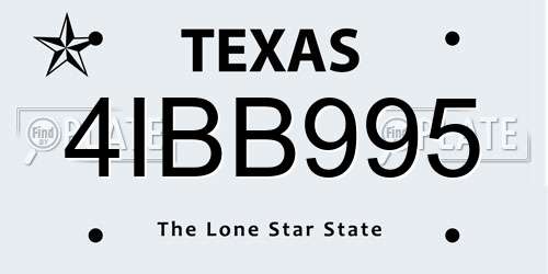 4IBB995 Texas License Plate