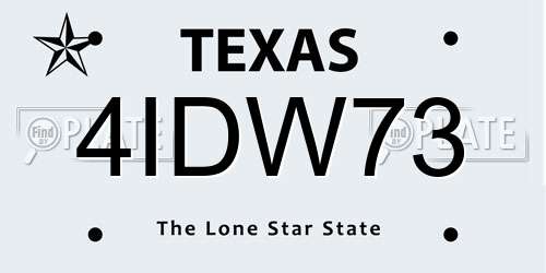 4IDW73 Texas License Plate