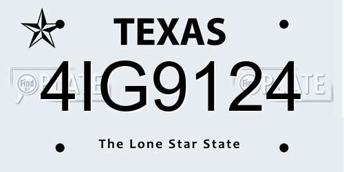 4IG9124 Texas License Plate