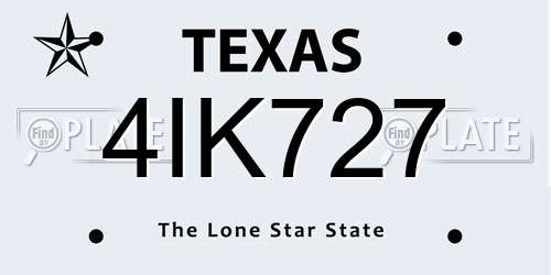4IK727 Texas License Plate