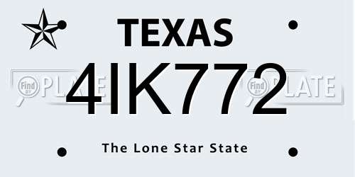 4IK772 Texas License Plate