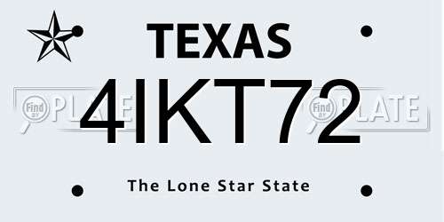 4IKT72 Texas License Plate