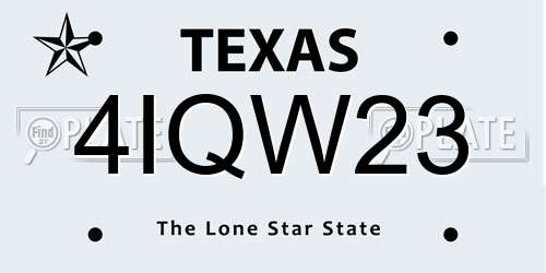 4IQW23 Texas License Plate