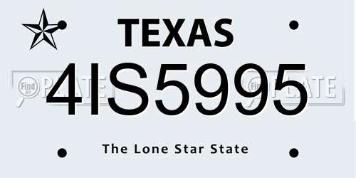 4IS5995 Texas License Plate