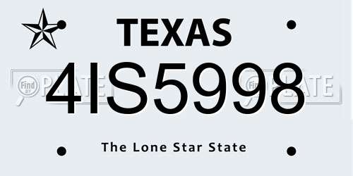 4IS5998 Texas License Plate