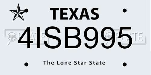 4ISB995 Texas License Plate