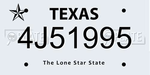 4J51995 Texas License Plate