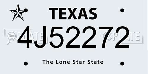 4J52272 Texas License Plate