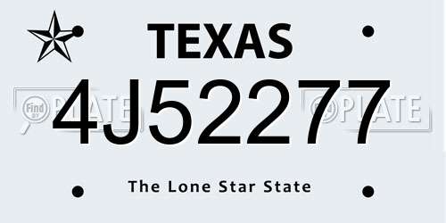 4J52277 Texas License Plate