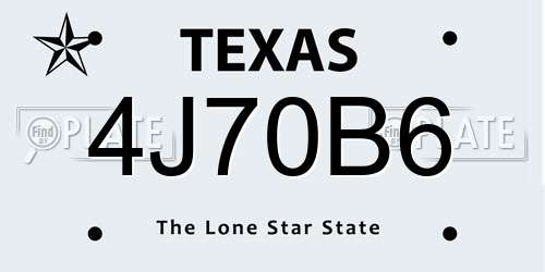 4J70B6 Texas License Plate