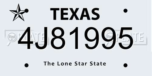 4J81995 Texas License Plate