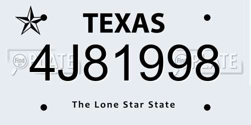 4J81998 Texas License Plate