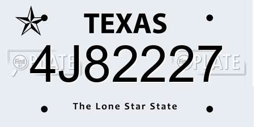 4J82227 Texas License Plate