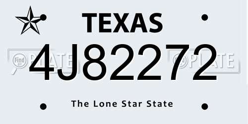 4J82272 Texas License Plate