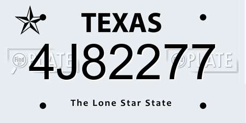 4J82277 Texas License Plate