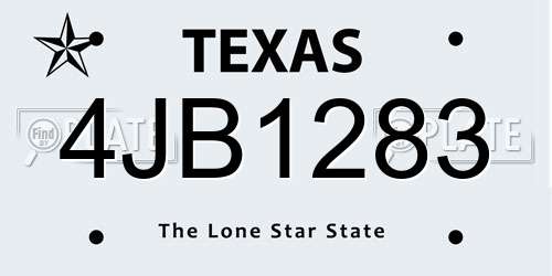 4JB1283 Texas License Plate