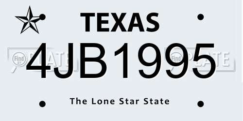 4JB1995 Texas License Plate